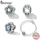 925 Silver Flower Charm for Bracelet & Bangle Shining Stone Beads
