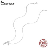 Bamoer 925 Silver Key & Lock Necklace with CZ Pendant