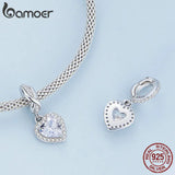 925 Silver Rose Heart Pendant for DIY Bracelet with Zirconium Charms