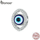 925 Silver Devil's Eye Bead Charm CZ Bracelet Bangle