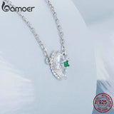 Bamoer 925 Silver Devil's Eye Necklace Green Zircon Chain