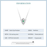 Bamoer 925 Silver Devil's Eye Necklace Green Zircon Chain
