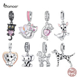 925 Sterling Silver Dog Animal Beads Heart Crystal Cat Elephant Charms
