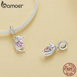 925 Sterling Silver Dog Animal Beads Heart Crystal Cat Elephant Charms