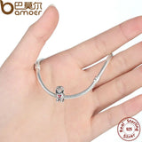 925 Silver Dog Beads Charms Red Stone Bracelet DIY Gift