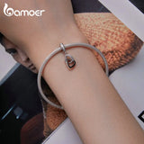 925 Silver Double Hearts Pendant Charms for Women Necklace DIY