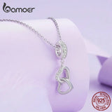 925 Silver Double Hearts Pendant Charms for Women Necklace DIY