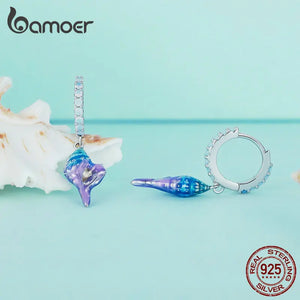 925 Silver Shell Drop Earrings for Women Ocean Series Jewelry
