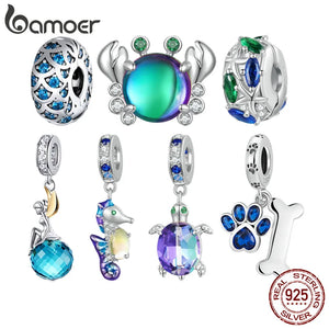 925 Silver Crab Seahorse Pendant Charms for DIY Jewelry