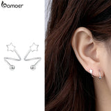 925 Silver Rotating Wave Star Heart Stud Earrings Platinum Plated