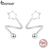 925 Silver Rotating Wave Star Heart Stud Earrings Platinum Plated