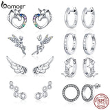 Bamoer 925 Silver Earrings Multi-color Studs Fairy Wings Women Jewelry