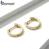 Bamoer 925 Silver Small Hoop Ear Bone Earrings Huggie Studs