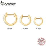 Bamoer 925 Silver Small Hoop Ear Bone Earrings Huggie Studs