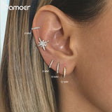 Bamoer 925 Silver Small Hoop Ear Bone Earrings Huggie Studs