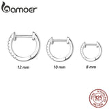 Bamoer 925 Silver Small Hoop Ear Bone Earrings Huggie Studs