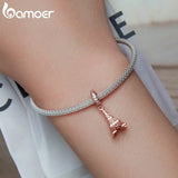 925 Silver Eiffel Tower Pendant for Bracelet Bangle Jewelry Ladybug Rose Charms