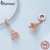 925 Silver Eiffel Tower Pendant for Bracelet Bangle Jewelry Ladybug Rose Charms