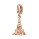 925 Silver Eiffel Tower Pendant for Bracelet Bangle Jewelry Ladybug Rose Charms