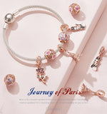 925 Silver Eiffel Tower Pendant for Bracelet Bangle Jewelry Ladybug Rose Charms