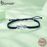Sterling Silver Dragonfly Rope Bracelet CZ Jewelry