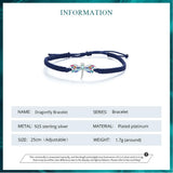 Sterling Silver Dragonfly Rope Bracelet CZ Jewelry