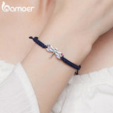 Sterling Silver Dragonfly Rope Bracelet CZ Jewelry