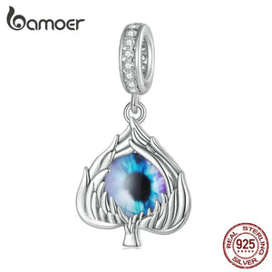 925 Silver Evil Eye Heart Feather Charms for Women Jewelry DIY