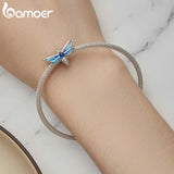 925 Silver Enamel Dragonfly Charm Bracelet Bangle Jewelry