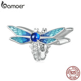 925 Silver Enamel Dragonfly Charm Bracelet Bangle Jewelry