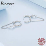 925 Silver Tassel Crystal Hoop Earrings for Women