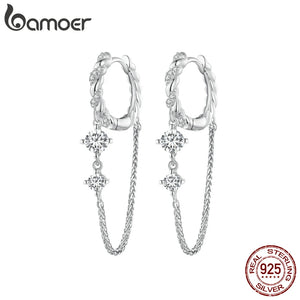 925 Silver Zircon Tassel Drop Earrings Birthday Party Jewelry Gift BSE822