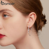 925 Silver Zircon Tassel Drop Earrings Birthday Party Jewelry Gift BSE822