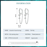 925 Silver Zircon Tassel Drop Earrings Birthday Party Jewelry Gift BSE822