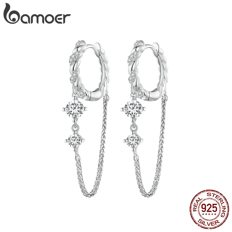 925 Silver Zircon Tassel Drop Earrings Birthday Party Jewelry Gift BSE822