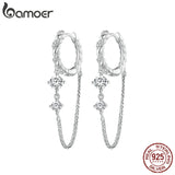 925 Silver Zircon Tassel Drop Earrings Birthday Party Jewelry Gift BSE822