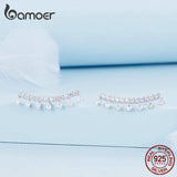925 Sterling Silver Zircon Ear Hooks Pendant Stud Earrings Gift BSE758