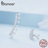 925 Sterling Silver Zircon Ear Hooks Pendant Stud Earrings Gift BSE758