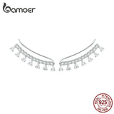 925 Sterling Silver Zircon Ear Hooks Pendant Stud Earrings Gift BSE758
