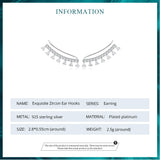 925 Sterling Silver Zircon Ear Hooks Pendant Stud Earrings Gift BSE758