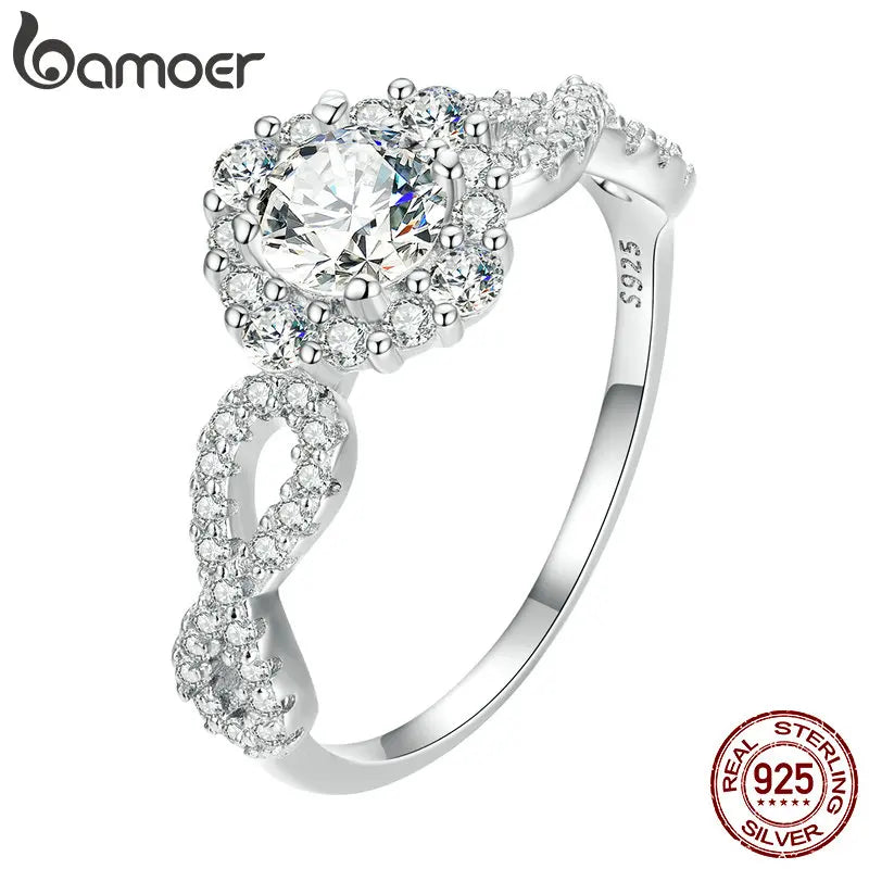 925 Silver Zircon Eternal Love Ring for Women Wedding Jewelry BSR352