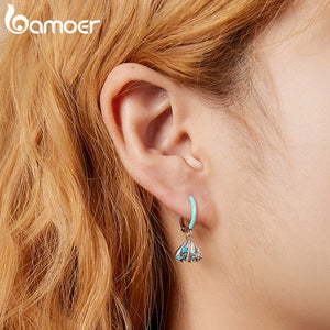 925 Silver Shell Starfish Drop Earrings Turquoise Summer Jewelry