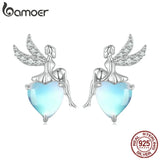 925 Silver Fairy Moonstone Flower Ear Studs