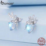 925 Silver Fairy Moonstone Flower Ear Studs
