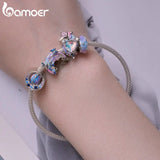 925 Silver Unicorn Charm Rainbow Planet Bead Pendant for DIY Jewelry