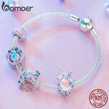 925 Silver Unicorn Charm Rainbow Planet Bead Pendant for DIY Jewelry