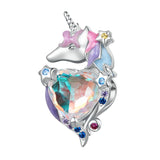 925 Silver Unicorn Charm Rainbow Planet Bead Pendant for DIY Jewelry