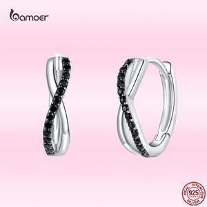 925 Silver X CZ Cross Hoop Earrings Wedding Jewelry