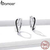 925 Silver X CZ Cross Hoop Earrings Wedding Jewelry