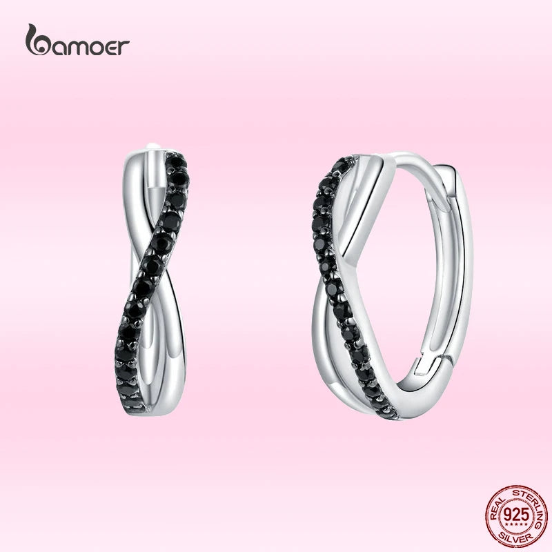925 Silver X CZ Cross Hoop Earrings Wedding Jewelry